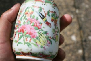 19th C.  Antique Chinese Porcelain Hand Painted Famille Rose Small Vase on Stand 5