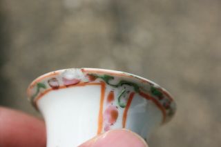19th C.  Antique Chinese Porcelain Hand Painted Famille Rose Small Vase on Stand 7