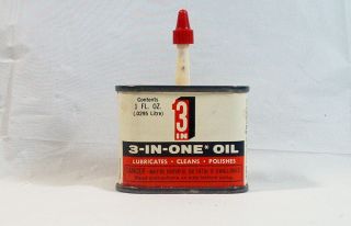 Vintage 3 In 1 Handy Oiler Household Mini 1 Ounce Oil Advertising Tin Can 3 - In - 1