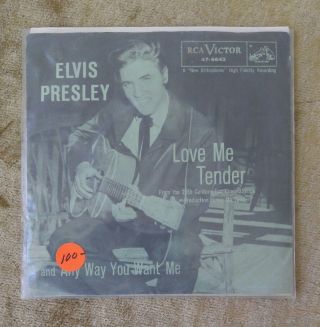 Elvis Presley Love Me Tender/any Way You Want Me 45 Rpm W/pic Sleeve Rca 47 - 6643