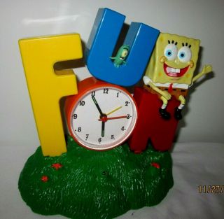 Spongebob " Fun " Alarm Clock Great (spongebob Singing) 7 " Tall 8 " Wide