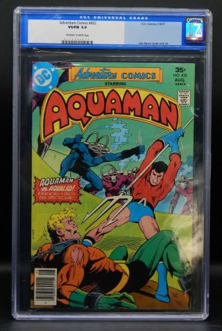 Cgc 5.  0 Dc Comics Adventure Comics 452 Black Manta Aquaman Aqualad Old Label