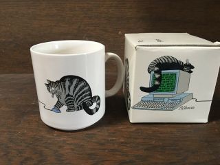 B Kliban 1989 Ceramic Cat Coffee Mug " Computer Mouse " W/box