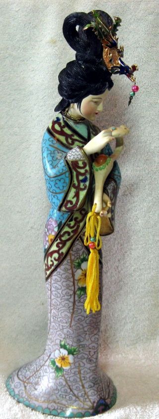 A Realy Vintage Chinese Cloisonné Large Figurine - 13 Inches Tall