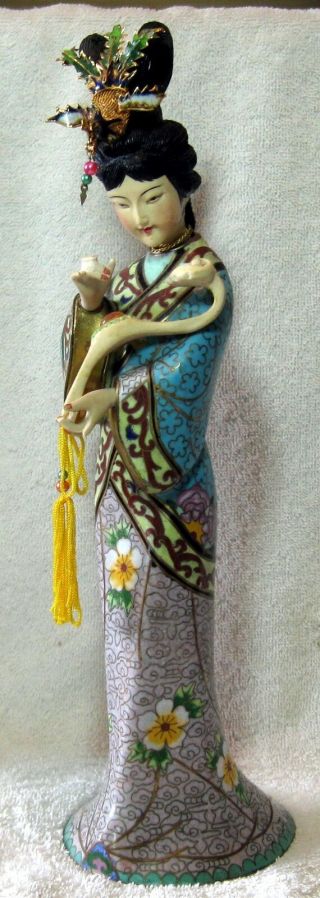 A Realy Vintage Chinese Cloisonné Large Figurine - 13 Inches tall 2