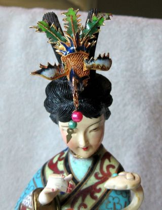 A Realy Vintage Chinese Cloisonné Large Figurine - 13 Inches tall 5