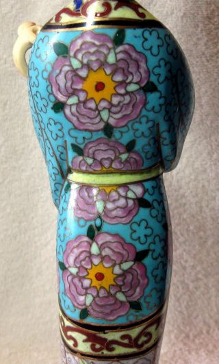 A Realy Vintage Chinese Cloisonné Large Figurine - 13 Inches tall 8