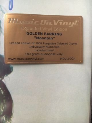 Golden Earing Moontan Rsd19 Vinyl Lp Limited Edition Of 3000 Turquoise Vinyl 3