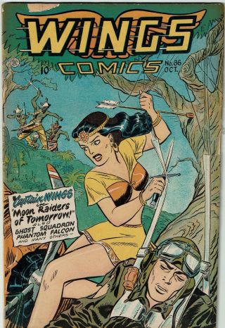 Wings Comics 86 Fiction House 1947 Sexy Violent Gold Age War Adventure
