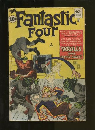 Fantastic Four 2 Incomplete Pr 0.  5 (missing Ad Page) 1 Book 1st App Skrulls