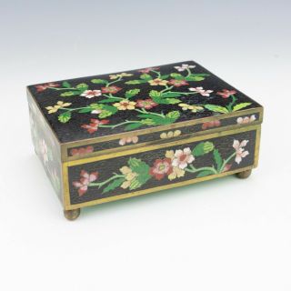 Vintage Chinese Cloisonne - Oriental Flower Decorated Enamel Box - Unusual