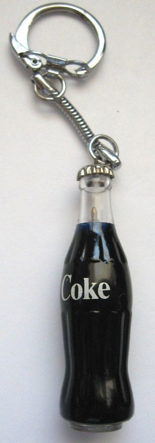 Vintage Coca - Cola Bottle Keychain Ball Point Ink Pen Coke Key Ring