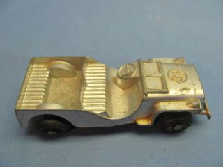 Vintage 1956 Tootsietoy Metal Army Jeep Willy Silver 3 - 3/4 "