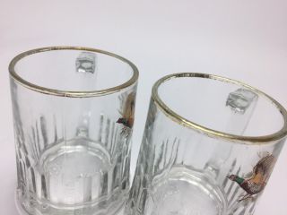 VTG Tudor Dema Glasses Pheasant Gold Rim Set of 2 Tankard Half Pint B504 England 4