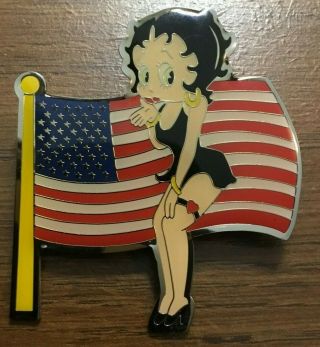 Betty Boop & Usa Flag Metal Hat / Lapel Pin Nj Croce Co.  Patriotic