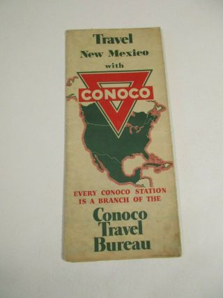 Vintage Conoco Mexico Gas Station Road Map 1940 Pop - Box C7
