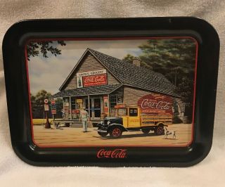 Vintage Coca - Cola Metal Tray " The Pause That Refreshes " 1993 Pamela Renfroe.