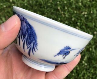 A Rare Antique Chinese Blue White Kangxi Style Porcelain Tea Cup Horses 2