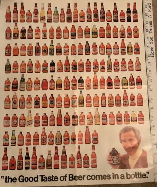 Lg 20.  75 X 16.  5 In 1976 Paper Poster " Good Taste Of Beer Comes In A Bottle " Owens