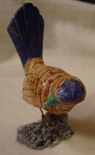 GEMSTONE BIRD SCULPTURE HAND CARVED WREN FROM PERU 18185 2