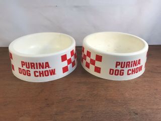 Vintage 1980s Large Purina Dog Chow Promotional Bowls Set Of 2