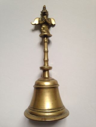 Antique Indian Bronze Temple Bell With Garuda
