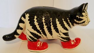 Vintage Kliban Cat Coin Bank With Red Sneakers By Sigma