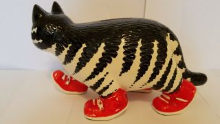 Vintage Kliban Cat Coin Bank with Red Sneakers by Sigma 2