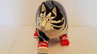 Vintage Kliban Cat Coin Bank with Red Sneakers by Sigma 5