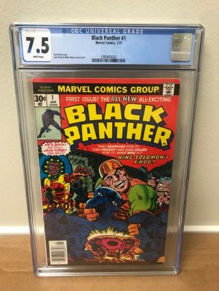 Black Panther 1 Cgc 7.  5 White Pages - 1st Series - 1977 Marvel