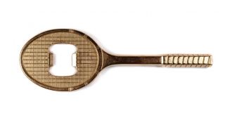 Vintage Tennis Racket Shaped Metal Brass Plated Beer Bottle Opener 6 "