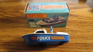 1978 Matchbox Lesney Police Launch 52 Matchbox 75 In O/b