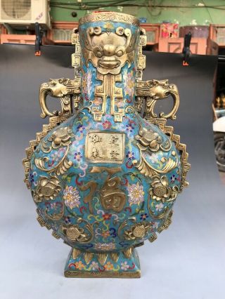 Ancient Chinese Cloisonne Large Vase Can Be Collected Pure Handpainted Exquisite