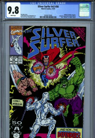 Silver Surfer V3 58 (1991) Marvel Cgc 9.  8 White Infinity Gauntlet Crossover
