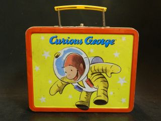Vintage Curious George Astronaut Lunchbox 7.  75 " X 6.  25 " X 2.  75 " Very Good Cond