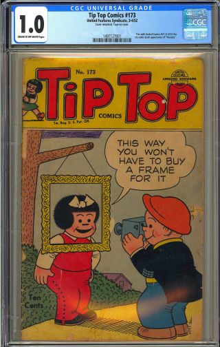 Tip Top Comics 173 RARE 1st App.  The Peanuts United Features 1952 CGC 1.  0 2