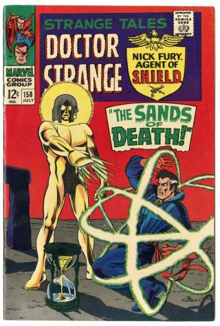 Strange Tales 158 Vf/nm 9.  0 White Pages Nick Fury Dr.  Strange Marvel 1967