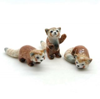 3 Red Panda Figurine Ceramic Animal Statue - Cwb007