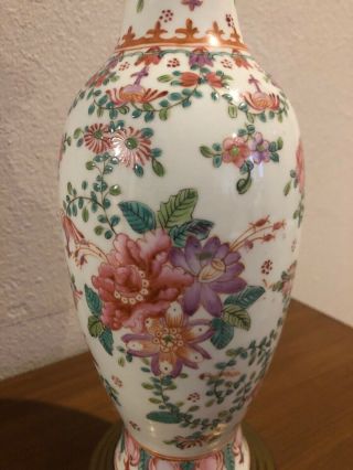 Chinese Famille Rose Hand Painted Porcelain Vase Lamp 4