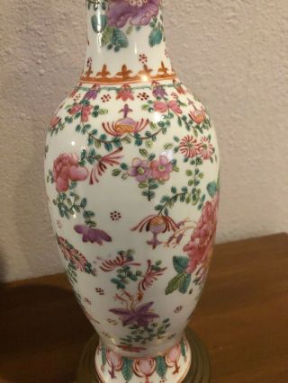 Chinese Famille Rose Hand Painted Porcelain Vase Lamp 5