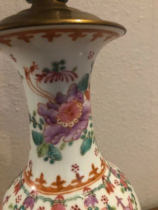 Chinese Famille Rose Hand Painted Porcelain Vase Lamp 6
