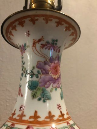 Chinese Famille Rose Hand Painted Porcelain Vase Lamp 7