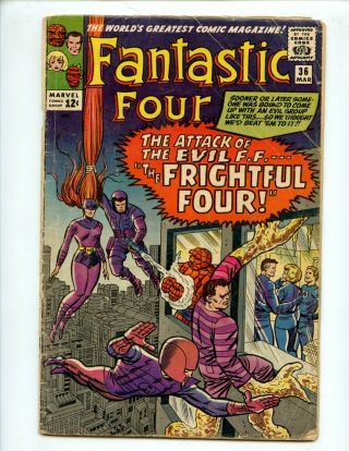 Fantastic Four 36 (1965) 1st Appearance Medusa Vs Frightul Four Gd