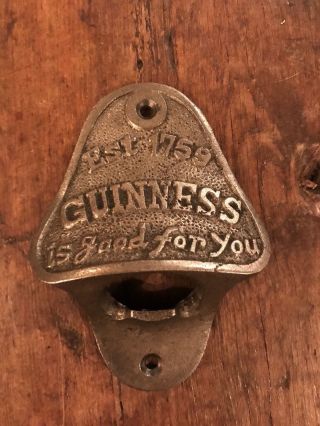 Cast Iron Bottle Opener/wall Mounted/heavy/rustic/antiqued/guinness