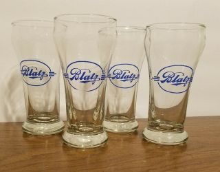 Blatz Vintage Beer Glasses,  Set Of 4 Blue Lettering.