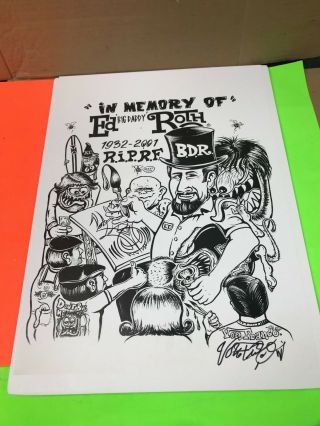2001 Signed Von Franco Poster " In Memory Of Ed Roth " 19.  5 " X 14.  5 "