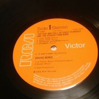 DAVID BOWIE - RISE & FALL OF ZIGGY STARDUST - ORANGE RCA 1972 UK 1ST EARLY PRESS 6