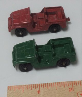 Old Tootsietoy Green And Red Army Jeeps