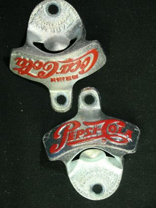 Antique Pepsi And Coca Cola Wall Mount Openers