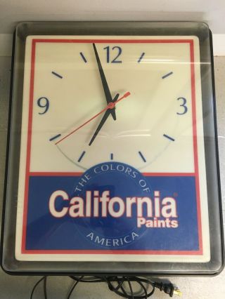 Vintage California Paints Advertising Wall Clock - 17 " X 14 " X 6 " - Needs Work
